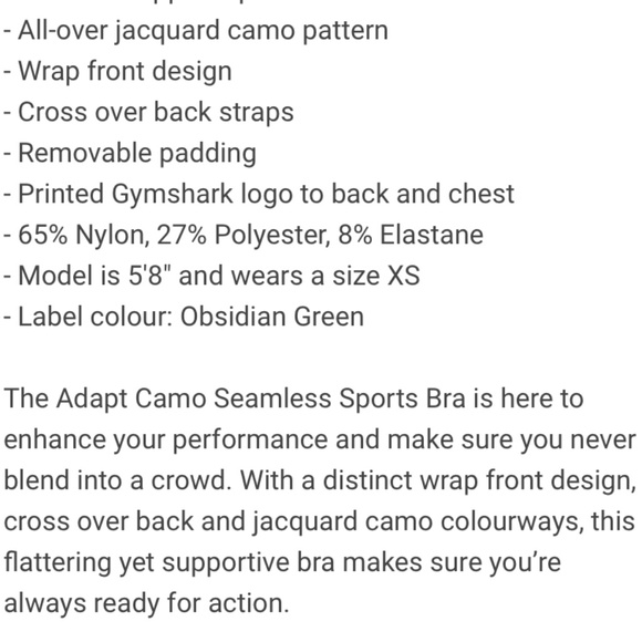 AdaptCamo Sportsbra Obsidian Green Size L! - Picture 8 of 10